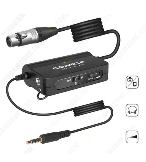 Comica LinkFlex AD1 XLR-3.5mm Preamp Audio Adapter for Both Smartphone and Camera
